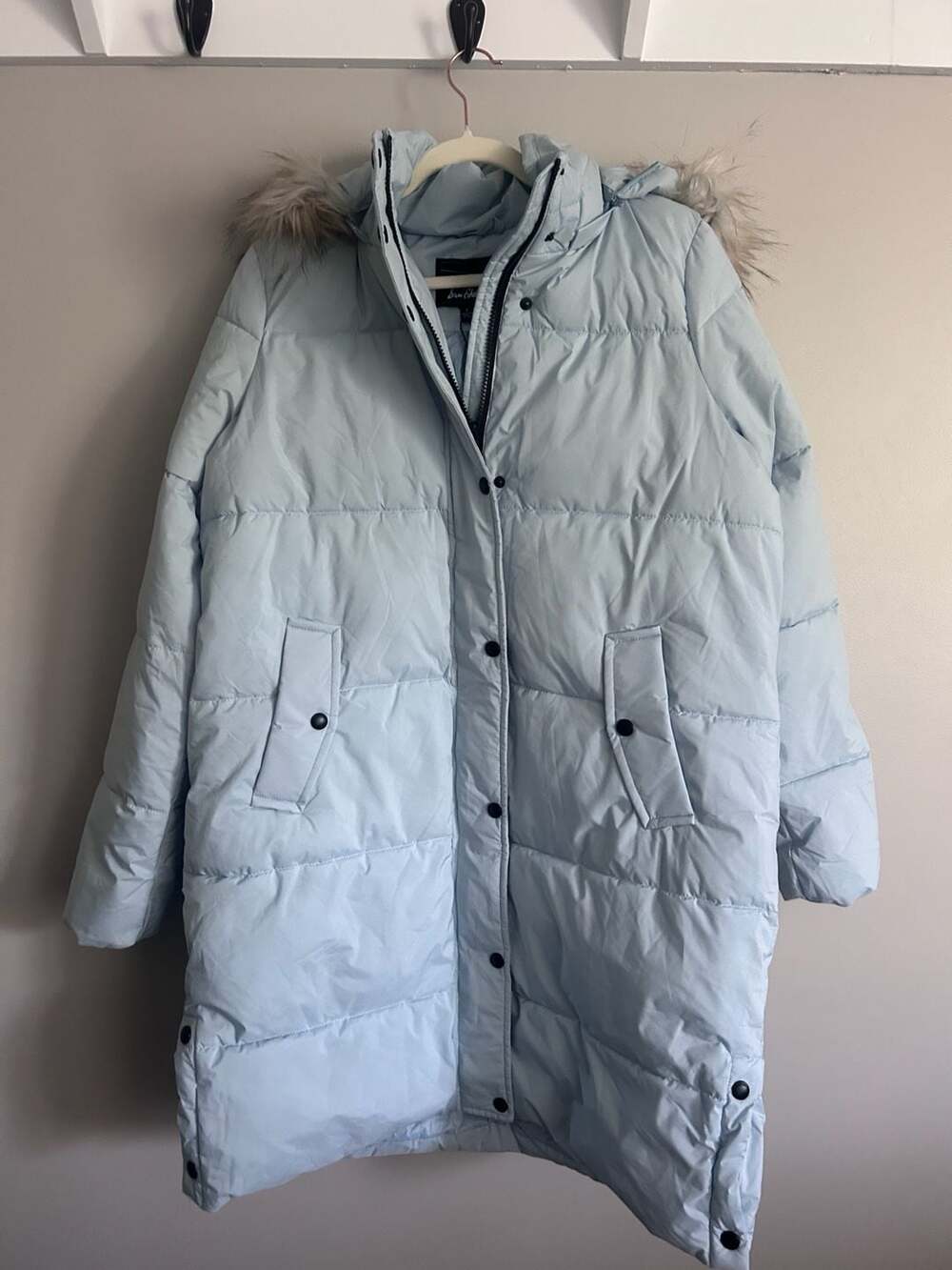 Sam Edelman Puffer Jacket Size L Light Blue Parka Coat